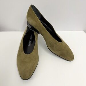 Vintage Charles Jourdan Suede Shoes Olive Green Needs TLC 7 1/2 M